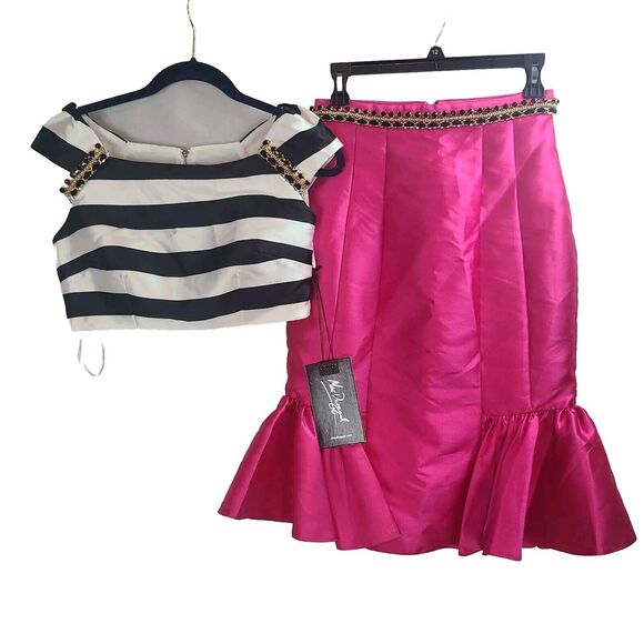 New MAC DUGGAL 30117 Black White Fuchsia After 5 2-Piece Dress Women's (6) $218 - Picture 5 of 13